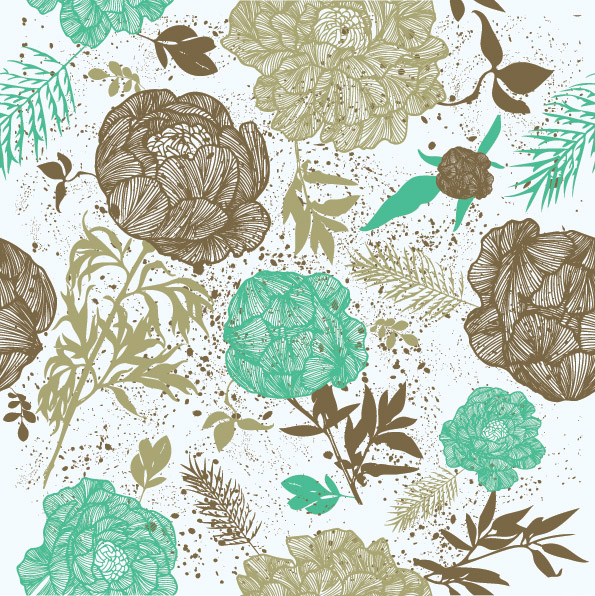 free vector Line Drawn Flower Vector Patterns